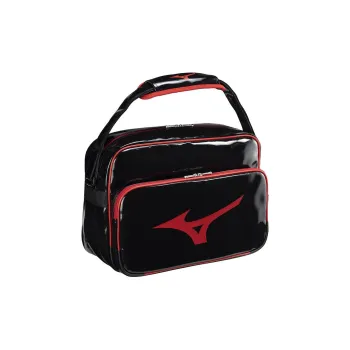 Mizuno Synthetic Leather One Shoulder Handbags Unisex Black & Red