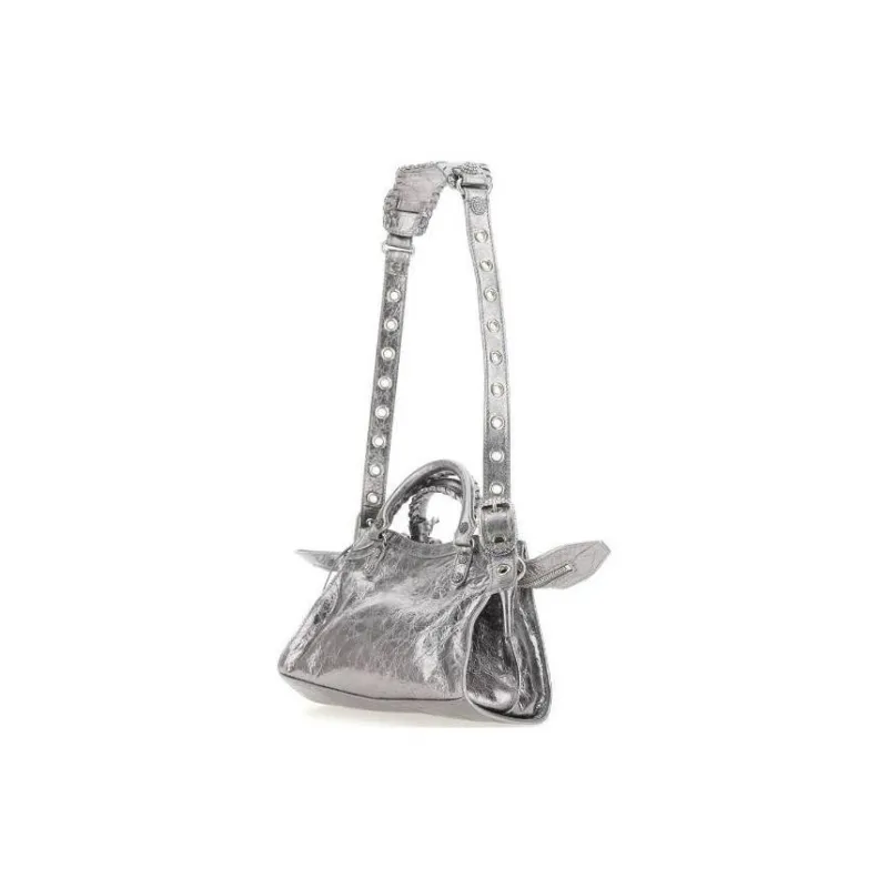 Balenciaga Neo Cagole Lambskin Shoulder Bag, Crossbody Bag, Handbag Extra Small Women's Silver-3