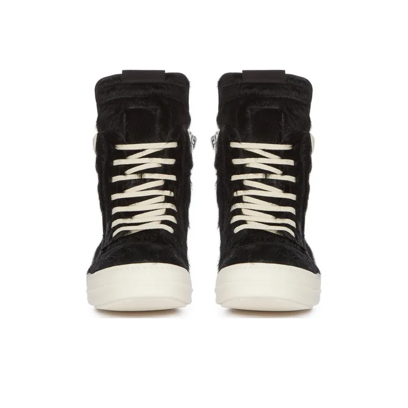 RICK OWENS/RO High Top Skateboard Shoes Men's Black White-2
