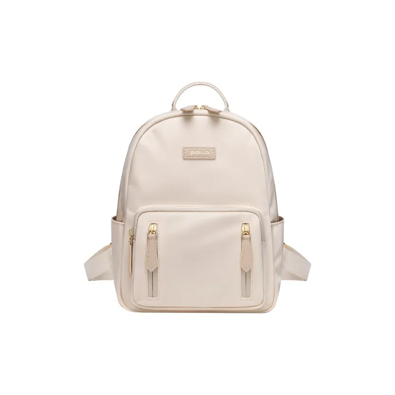 POLO Fabric Graduation Travel Backpack Medium Size Women's Ecru & Apricot/Gray & Brown-1