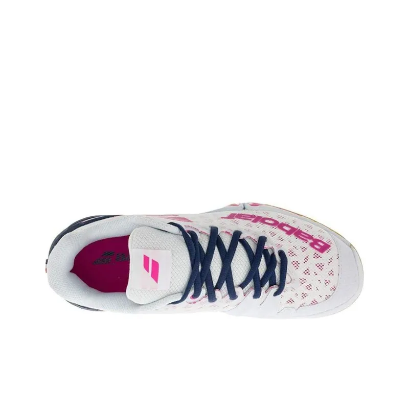 Babolat Shock Absorbers With Slip Resistant Features Low Top Badminton Shoes Women's White Rose Red-3