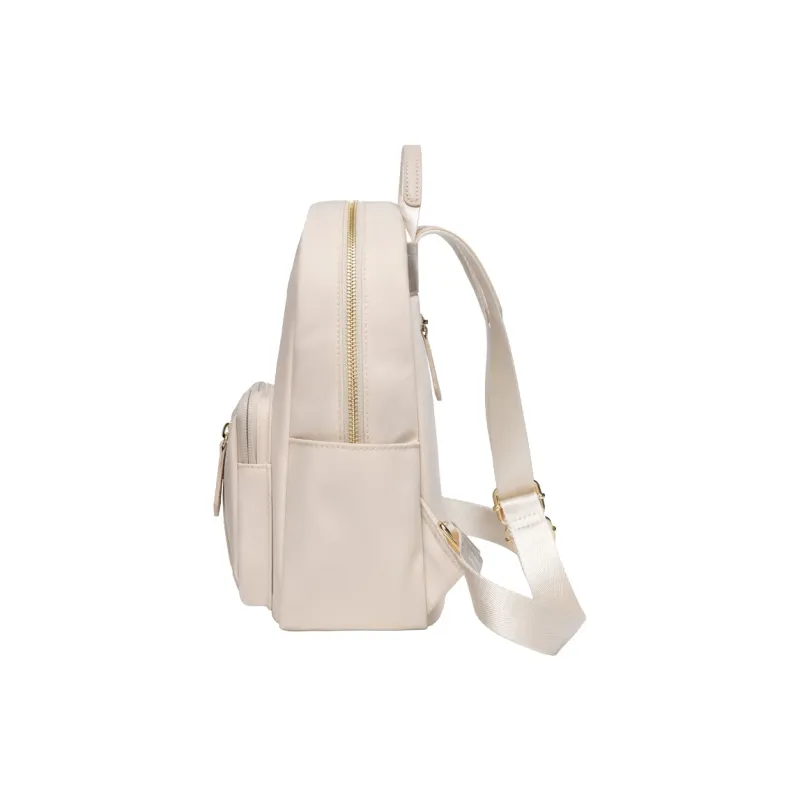 POLO Fabric Graduation Travel Backpack Medium Size Women's Ecru & Apricot/Gray & Brown-3