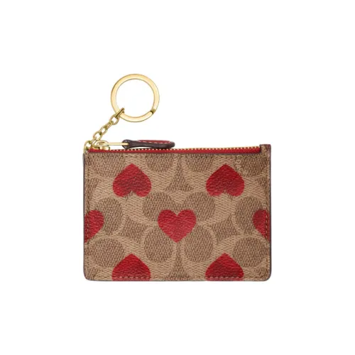 COACH Mini Id Skinny Canvas With Leather Document Wallet Card Holders Mini Women's Brown