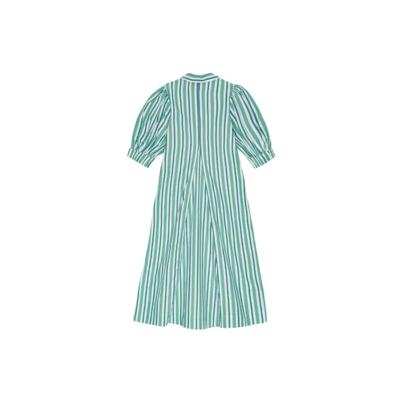GANNI Striped Organic Cotton Shirtdress-1
