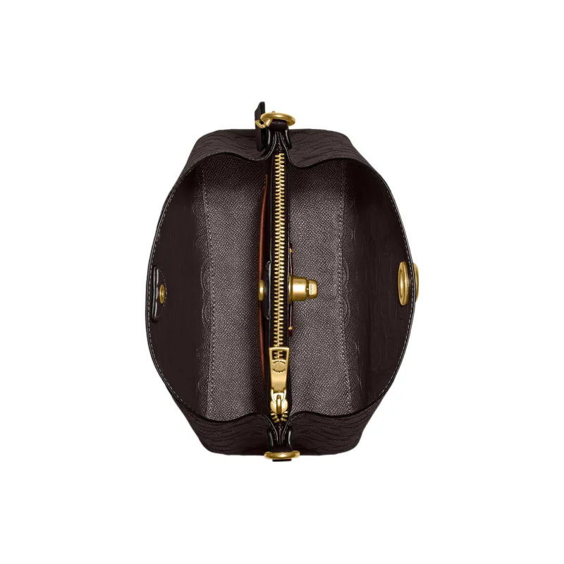 COACH Willow Polished Grained Leather Bucket Bag Handbag Shoulder Bag Crossbody Bag Medium Size Women's Black-2