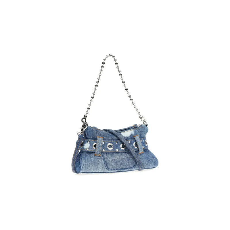 DSQUARED 2 Gothic Logo Plaque Denim Shoulder Bag-1