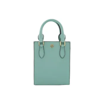 TORY BURCH EMERSON Cow Leather Sheet Music Bag, Tote Bag, Shopping Bag, Handbag, Crossbody Bag Mini Women's Light Green