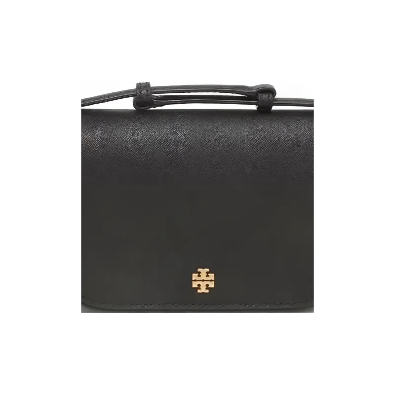 TORY BURCH Emerson Leather Crossbody Handbag, Shoulder Bag Women's Black-6