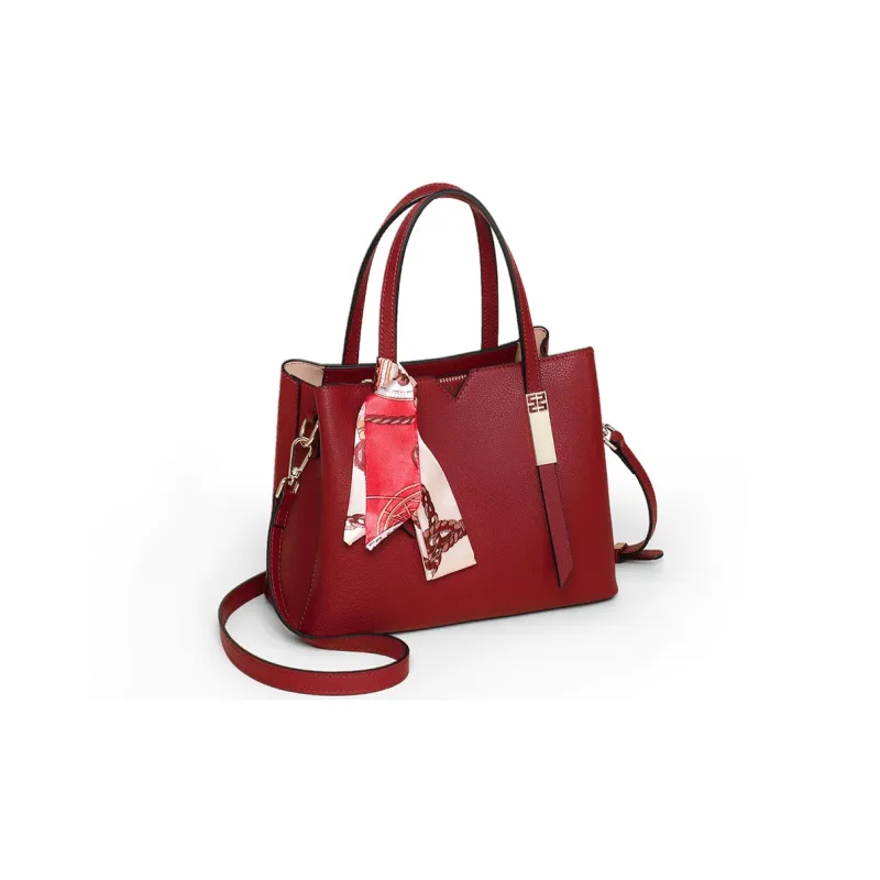 COMELY Cow Leather With Synthetic Leather Bride's Shoulder Bag Handbag Women's Burgundy-2