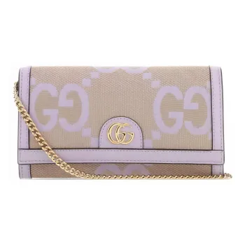 GUCCI Ophidia Canvas With Leather Wallet Women's Beige/Light Purple
