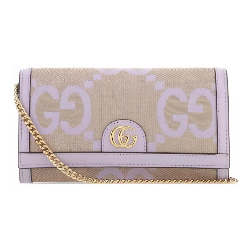 GUCCI Ophidia Canvas With Leather Wallet Women's Beige/Light Purple-0