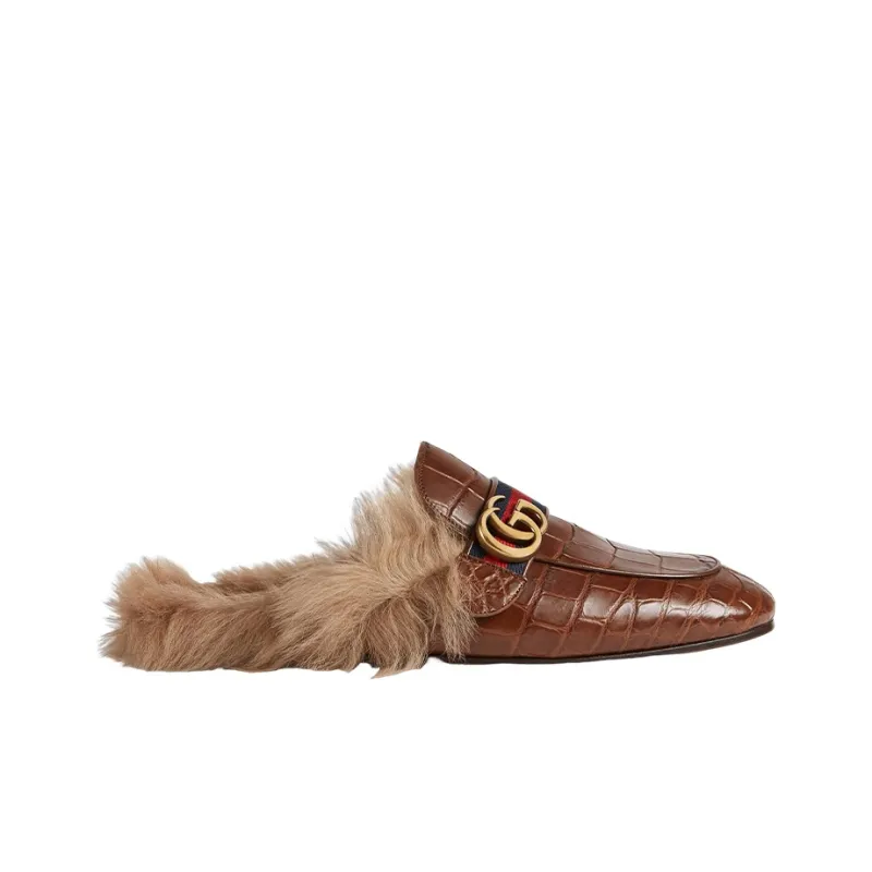 GUCCI Princetown Wrap-toe Slippers Men's Brown-1