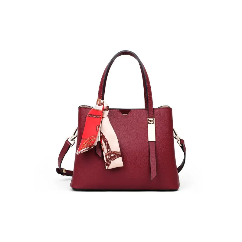 COMELY Cow Leather With Synthetic Leather Bride's Shoulder Bag Handbag Women's Burgundy-1