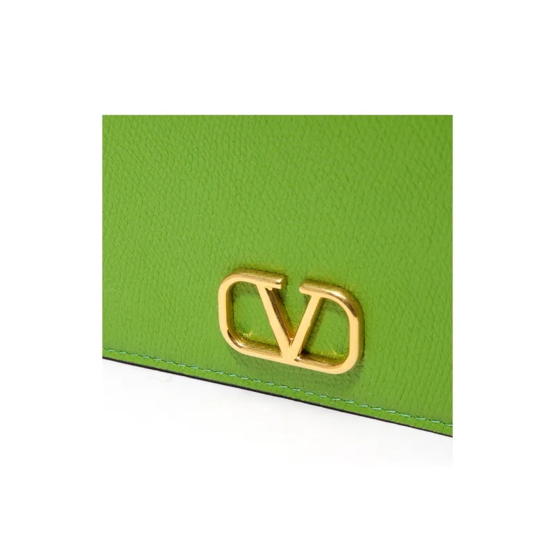 Valentino Cow Leather Portable One Shoulder Crossbody Clutch Women's Green-2