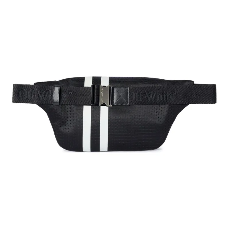 OFF WHITE Polyamide One Shoulder Crossbody Fanny Pack Men's Black & White-3