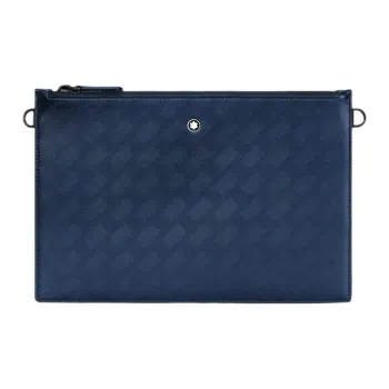 MONTBLANC Leather Clutch Men's Ink Blue