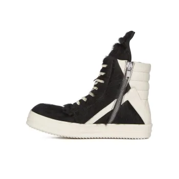 RICK OWENS/RO High-Top Skateboard Shoes Men's Black White