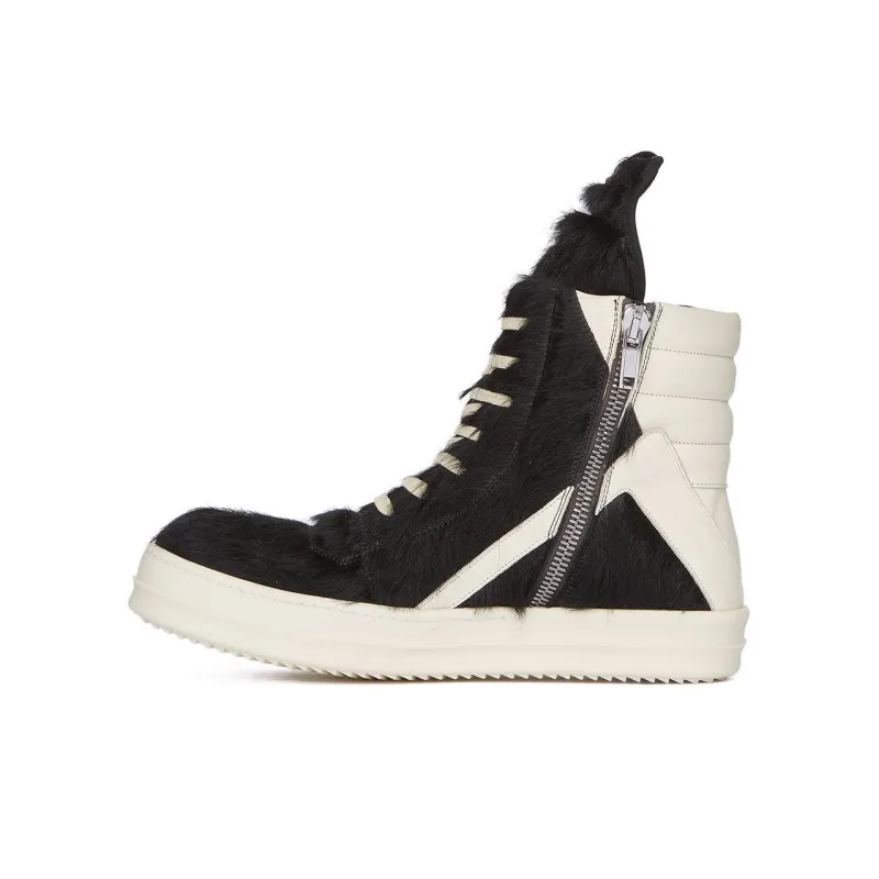 RICK OWENS/RO High Top Skateboard Shoes Men's Black White-0
