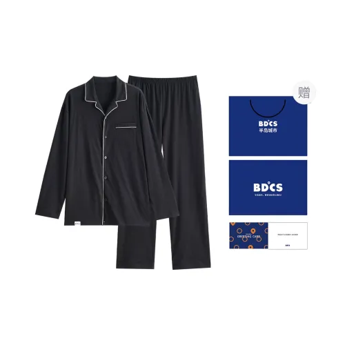 Peninsula City Pajama Set Men's Gift Box Set Deep Black