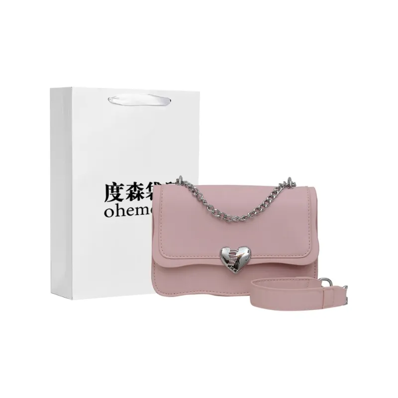 Dusen Kangaroo PU Crossbody Bag, Shoulder Bag Women's White/Pink/Silver/Black-3