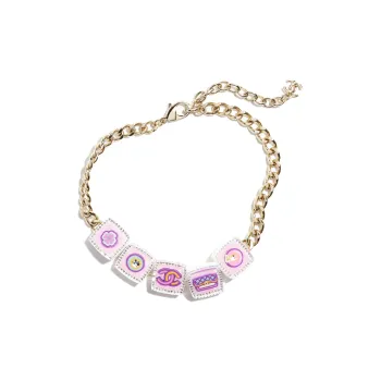 CHANEL Metal Resin Rhinestone Necklaces Unisex Multicolor