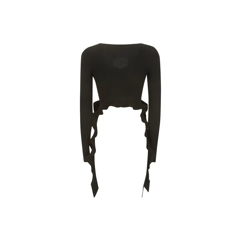 VERSACE JEANS Ruffled Ribbed knit Cropped Top-1