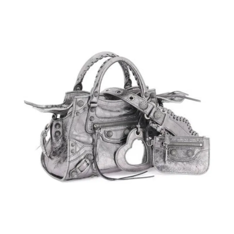 Balenciaga Neo Cagole Lambskin Shoulder Bag, Crossbody Bag, Handbag Extra Small Women's Silver-1