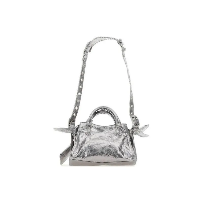 Balenciaga Neo Cagole Lambskin Shoulder Bag, Crossbody Bag, Handbag Extra Small Women's Silver-4