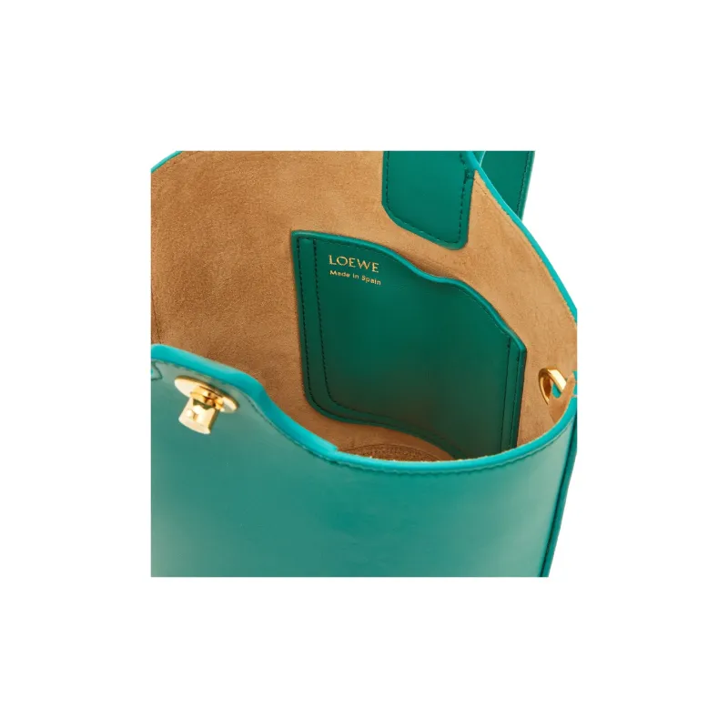 LOEWE Cow Leather Bucket Bags Shoulder Bag Crossbody Bag Handbag Mini Women's Emerald Green-5