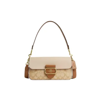 COACH Morgan Canvas Handbag, Shoulder Bag Large Size Women's Light Khaki