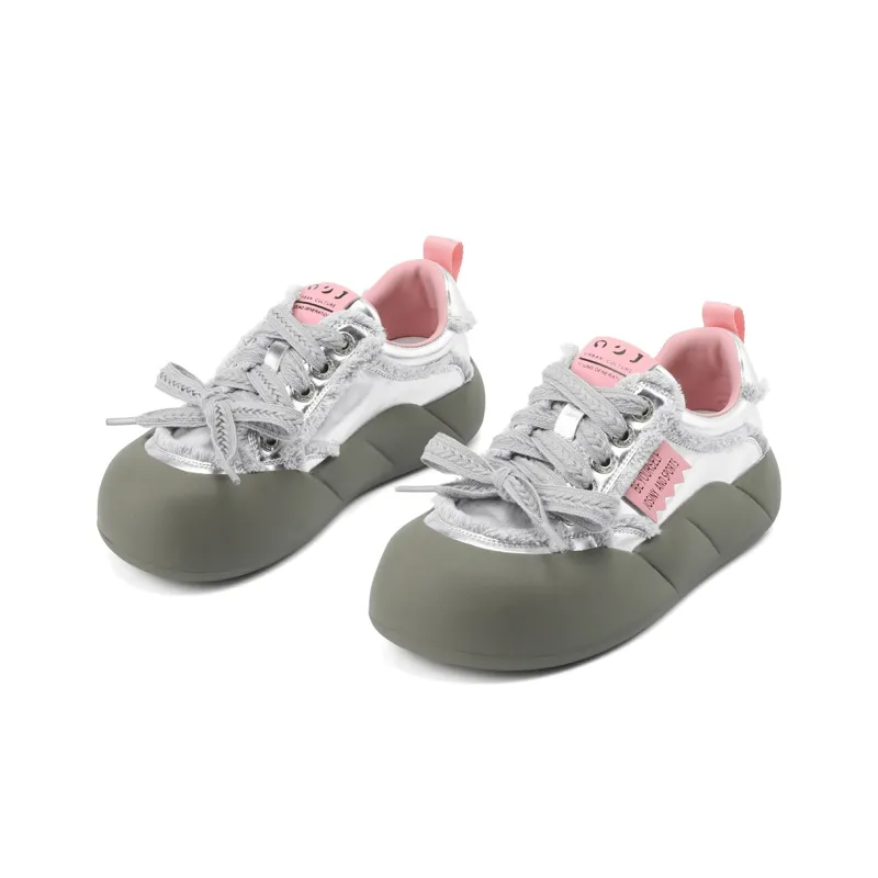 JOSINY Slip Resistant Cushioning Lightweight Breathable Low Top Skateboard Shoes White Gold/Silver Gray-3