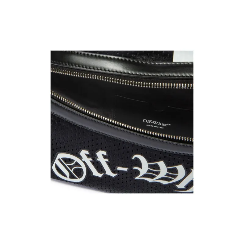 OFF WHITE Polyamide One Shoulder Crossbody Fanny Pack Men's Black & White-4