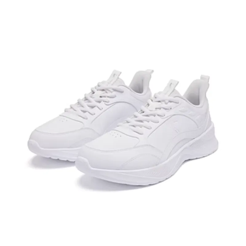 QIAODAN Cushioned Wear Resistant Lightweight Low Top Running Shoes Men's White-2