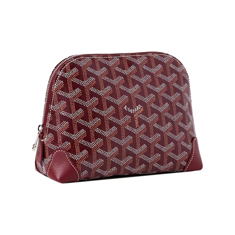 GOYARD Vendôme Canvas With Calfskin Dog Tooth Makeup Bag Women's Burgundy-1