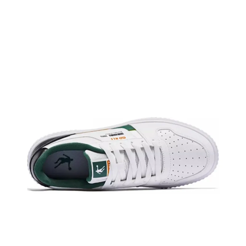 QIAODAN Slip Resistant Shock Absorbers With Abrasion Resistant Properties Low Top Skateboard Shoes Men's White Green-2