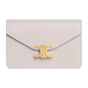 CELINE Triomphe Calfskin Shoulder Bag, Crossbody Bag, Wallet Women's Beige