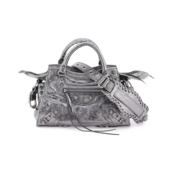 Balenciaga Neo Cagole Lambskin Shoulder Bag, Crossbody Bag, Handbag Extra Small Women's Silver