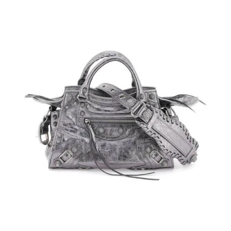Balenciaga Neo Cagole Lambskin Shoulder Bag, Crossbody Bag, Handbag Extra Small Women's Silver-0