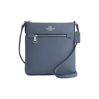COACH File Cross Grain Leather Shoulder Bag, Crossbody Bag Mini Women's Silver & Light Mist