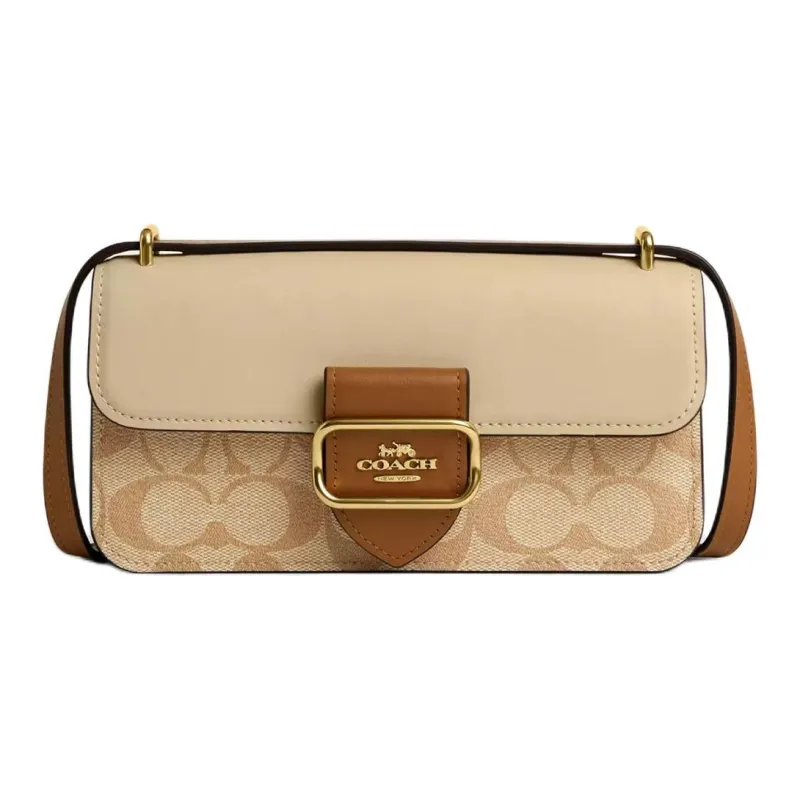 COACH Morgan Coated Canvas Shoulder Bag Crossbody Bag Small Size Women's Light Khaki-0