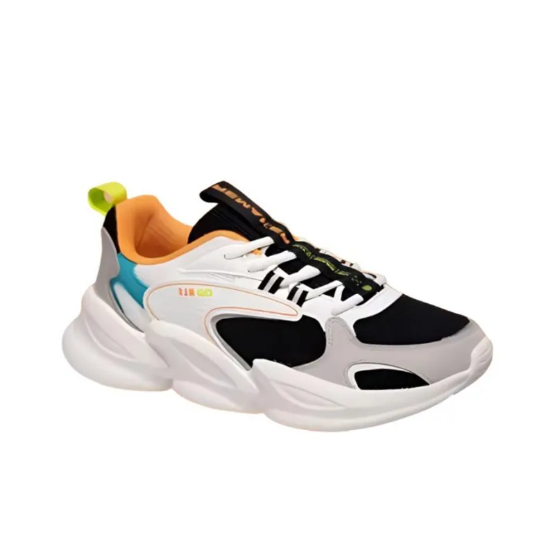 QIAODAN Cushioning Wear Resistant Low Top Running Shoes Men's Black White-1
