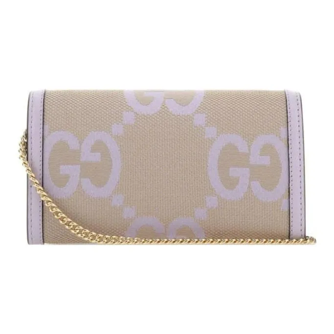 GUCCI Ophidia Canvas With Leather Wallet Women's Beige/Light Purple-2