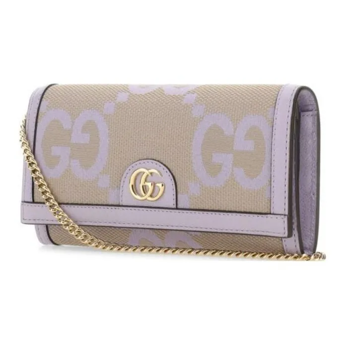 GUCCI Ophidia Canvas With Leather Wallet Women's Beige/Light Purple-1