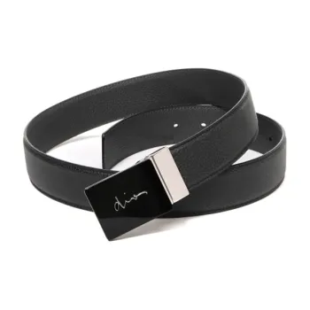 DIOR Logo-Engraved Smooth Buckle Leather Belts Men's Black Width: 3.5cm