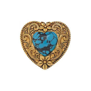 Fariya Copper-Plated 18K Gold Blue Turquoise Brooches Women's