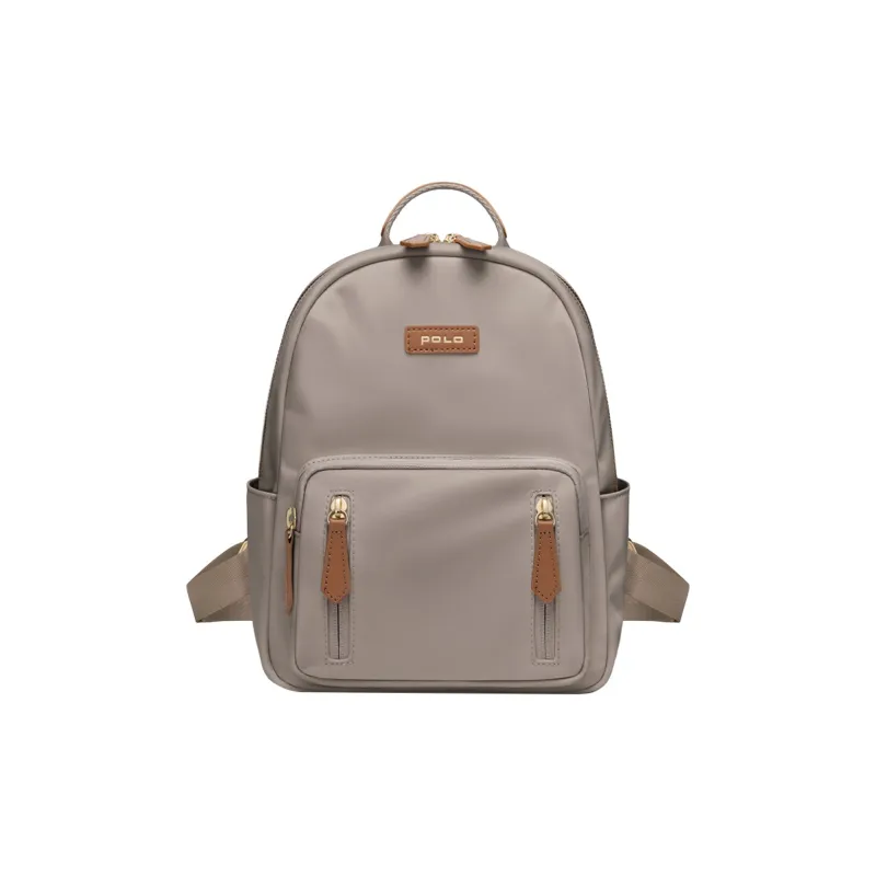 POLO Fabric Graduation Travel Backpack Medium Size Women's Ecru & Apricot/Gray & Brown-7