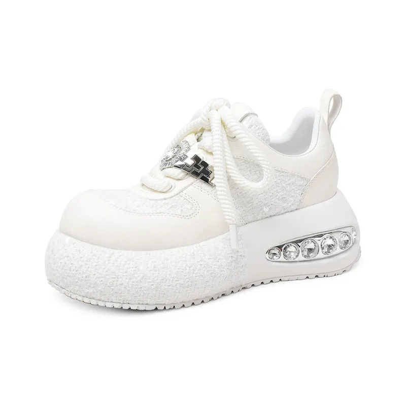 Hoov Anti-Slip And Wear-Resistant Height Increasing Low-Top Casual Shoes Women's Coconut Milk White-1