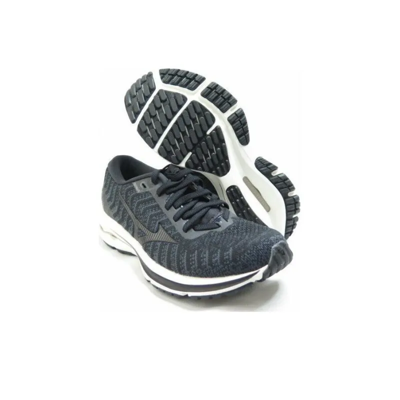 Mizuno Women's Wave Rider 24 Waveknit 'Black Ivory' Women's-2