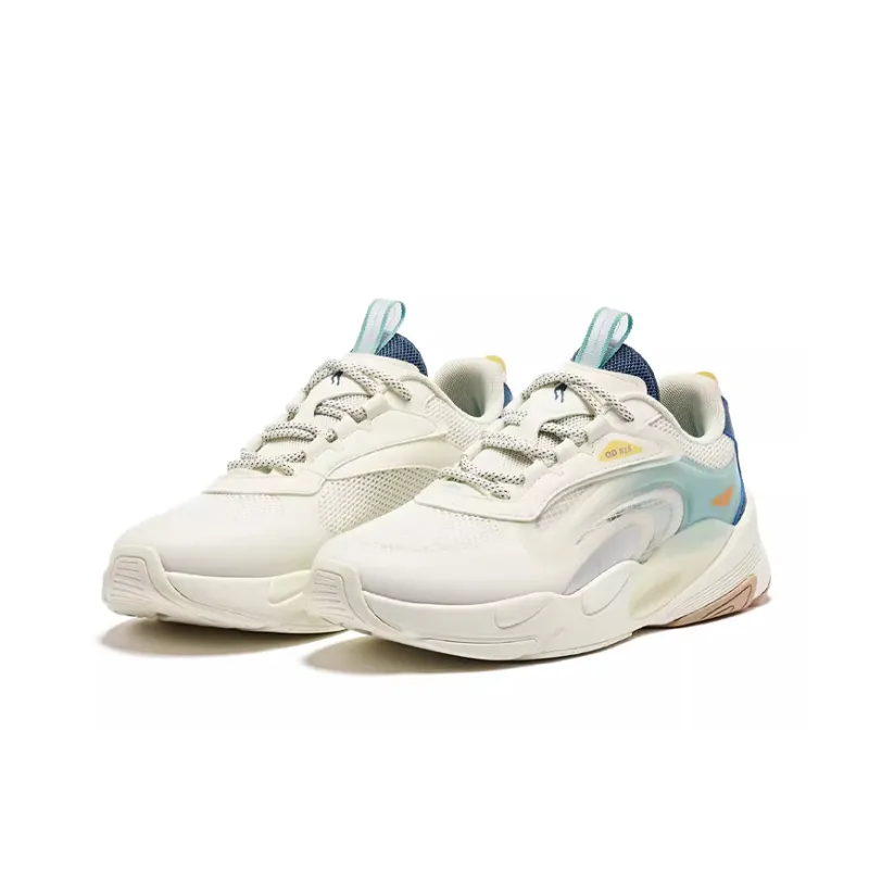 QIAODAN Anti Slip Wear Resistant Low Top Casual Shoes Men's White Cyan-2