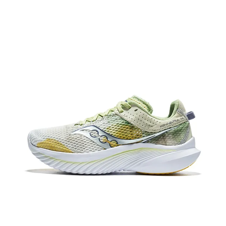 Saucony Kinvara 14 Cushioning Lightweight Low-Top Marathon Running Shoes Women's White Light Green-0